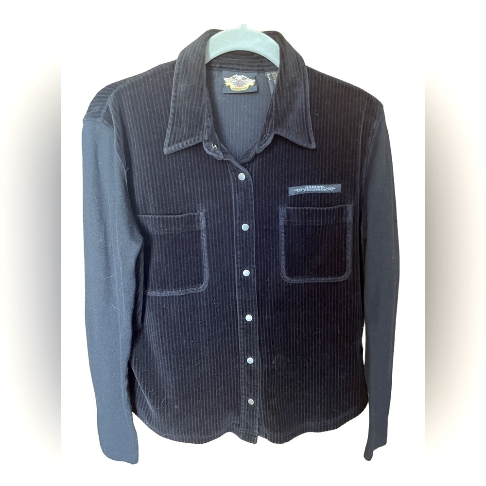 ๐ฅ๐ฅ๐ฅHarley Davidson Beautiful multi media, corduroy long sleeve blouse